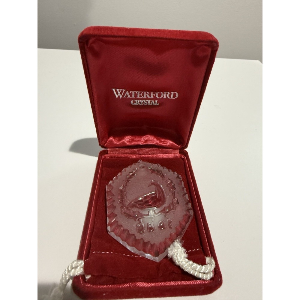 1989 Waterford Christmas crystal Ornament in box Geese A Laying NIB